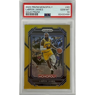 2022 Panini Prizm Monopoly LeBron James Gold Prizm Card# 40 PSA Graded GEM MT 10