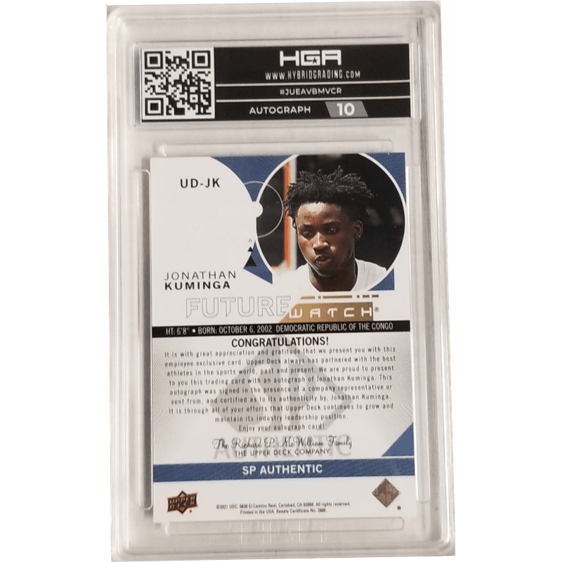 Jonathan Kuminga: 2021 Upper Deck SP Authentic Employee Exclusive Future Watch Autograph #UD-JK HGA 9.5