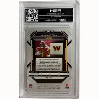 Jahan Dotson: 2022 Panini Chronicles Prizm Black Signatures #PB-15 HGA 9.5