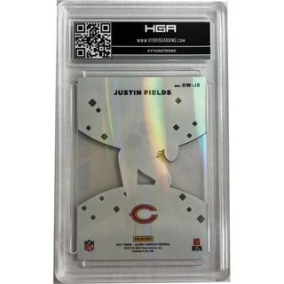 Justin Fields: 2021 Panini Clearly Donruss Out Of This World Holo Silver #OW-JR HGA 9.5