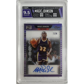 Magic Johnson: 2023 Leaf Pro Set Pure 1989 Purple Autograph #89-MJ1 HGA 9.5