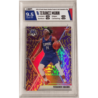 Terance Mann: 2019-20 Panini Mosaic Rookies Purple & Gold Snakeskin #246 HGA 9.5