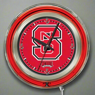 Clock: NC State Wolf Pack - Neon