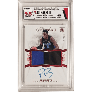 RJ Barrett 2019-20 Panini Flawless Collegiate Rookie Patch Autograph Ruby #103 HGA 9.5