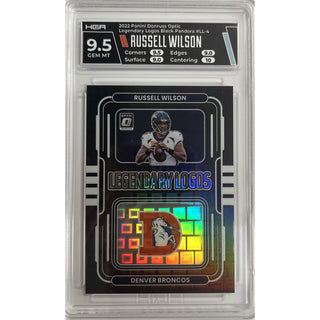 Russell Wilson: 2022 Panini Donruss Optic Legendary Logos Black Pandora #LL-4 HGA 9.5