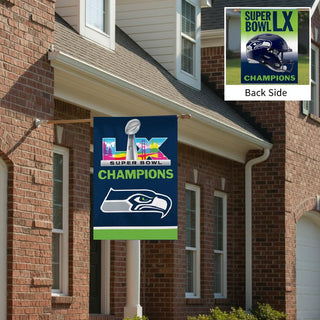 Seattle Seahawks 2 Sided Super Bowl LX Champions Banner