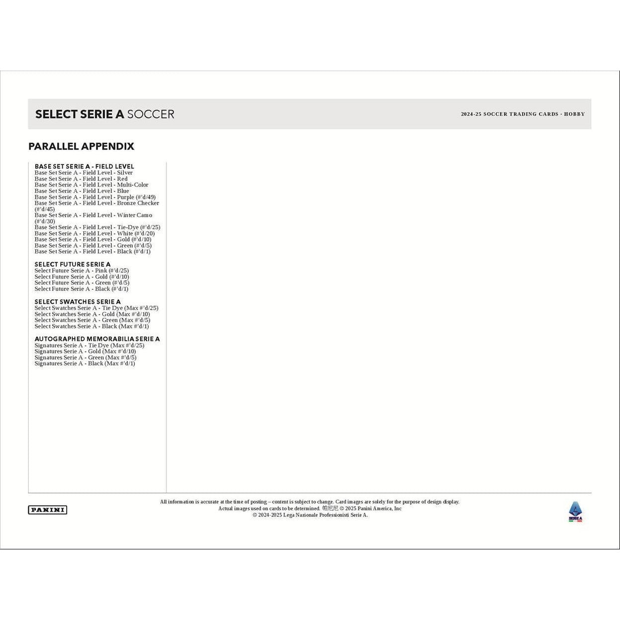 Panini Select Serie A Soccer Hobby
