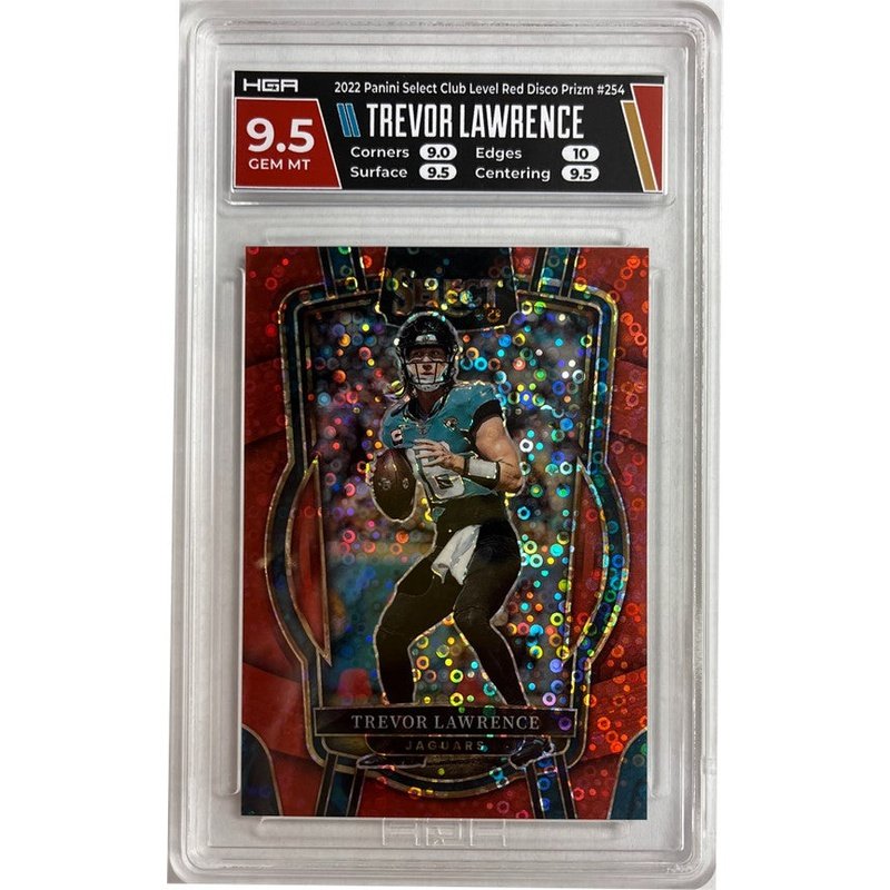 Trevor Lawerence: 2022 Panini Select Club Level Red Disco Prizm #254 HGA 9.5