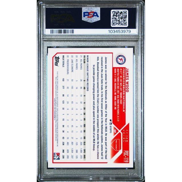 2023 Topps Pro Debut James Wood Chrome Orange Mini Diamond #PDC119 11/25 PSA 9