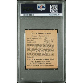 Warren Spahn 1948 Bowman #18 PSA 3.5