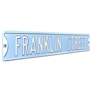 North Carolina Tar Heels Franklin Street 6" x 36" Embossed Steel Street Sign – Official NCAA Wall Décor