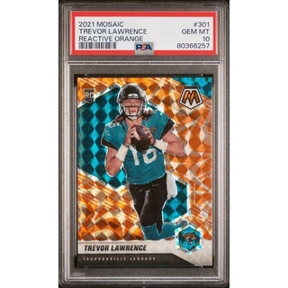 Trevor Lawrence 2021 Panini Mosaic Reactive Orange #301 – PSA 10