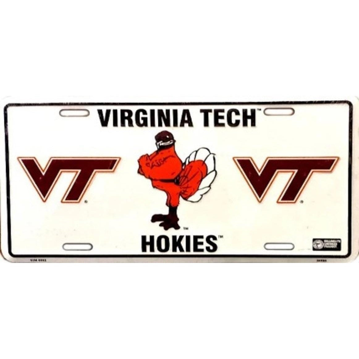 Virginia Tech Hokies White Metal License Plate