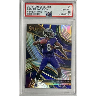 Lamar Jackson 2019 Panini Select Sensations #7 PSA 10