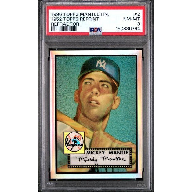 Mickey Mantle 1996 Topps Refractor 1952 Reprint #2 PSA 8