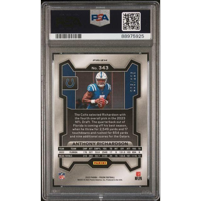 2023 Prizm #343 Anthony Richardson Purple Ice PSA 10