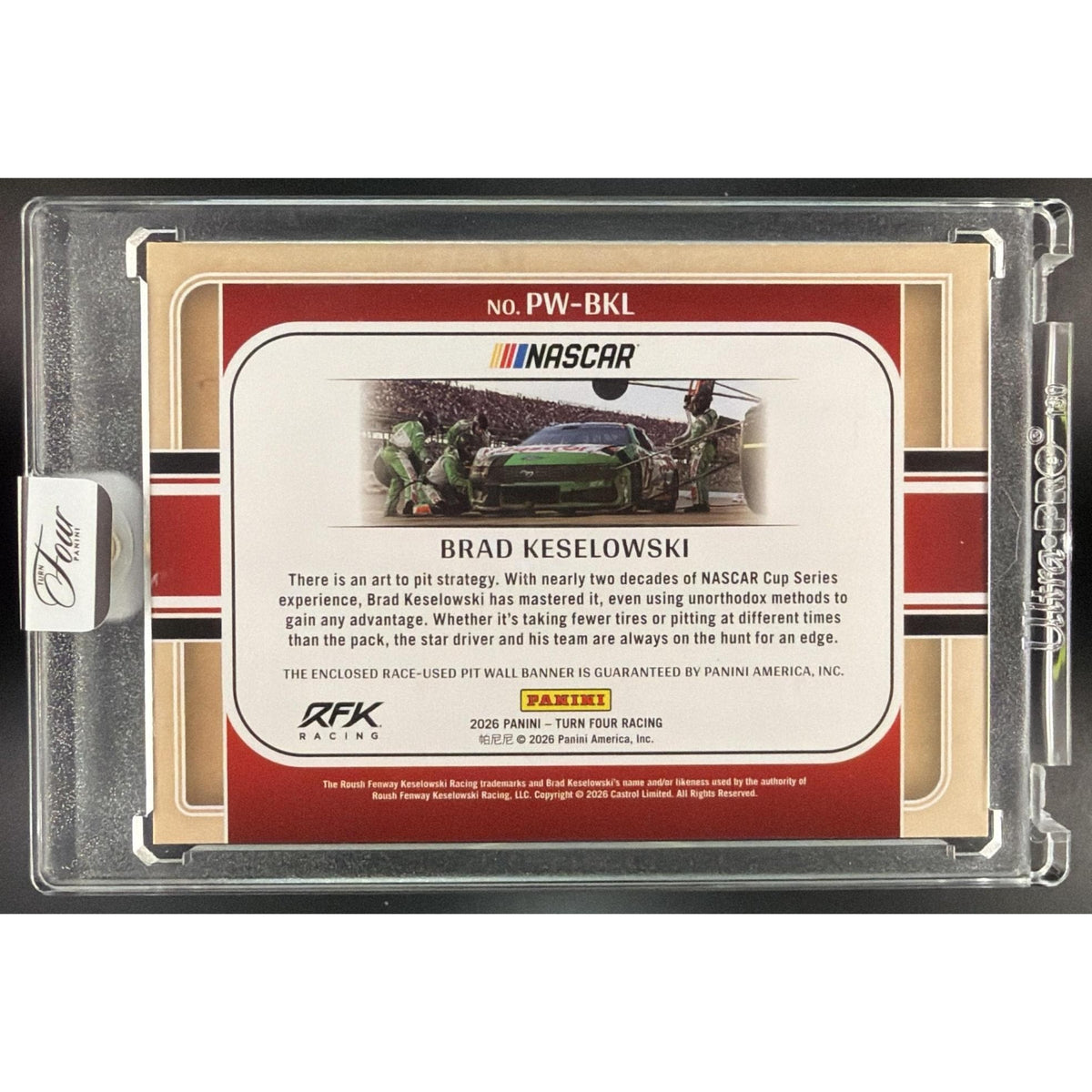 2026 Panini Four Racing Brad Keselowski #PW-BKL Jumbo Pitwall 38/49 Non-Graded