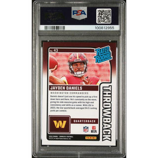 Jayden Daniels 2024 Panini Donruss Rated Rookies Throwback #43 – PSA 9