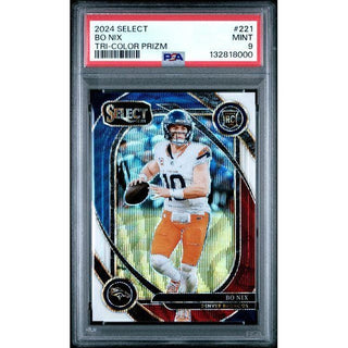 Bo Nix 2024 Panini Select Tri-Color Prizm #221 PSA 9 – Rookie Card