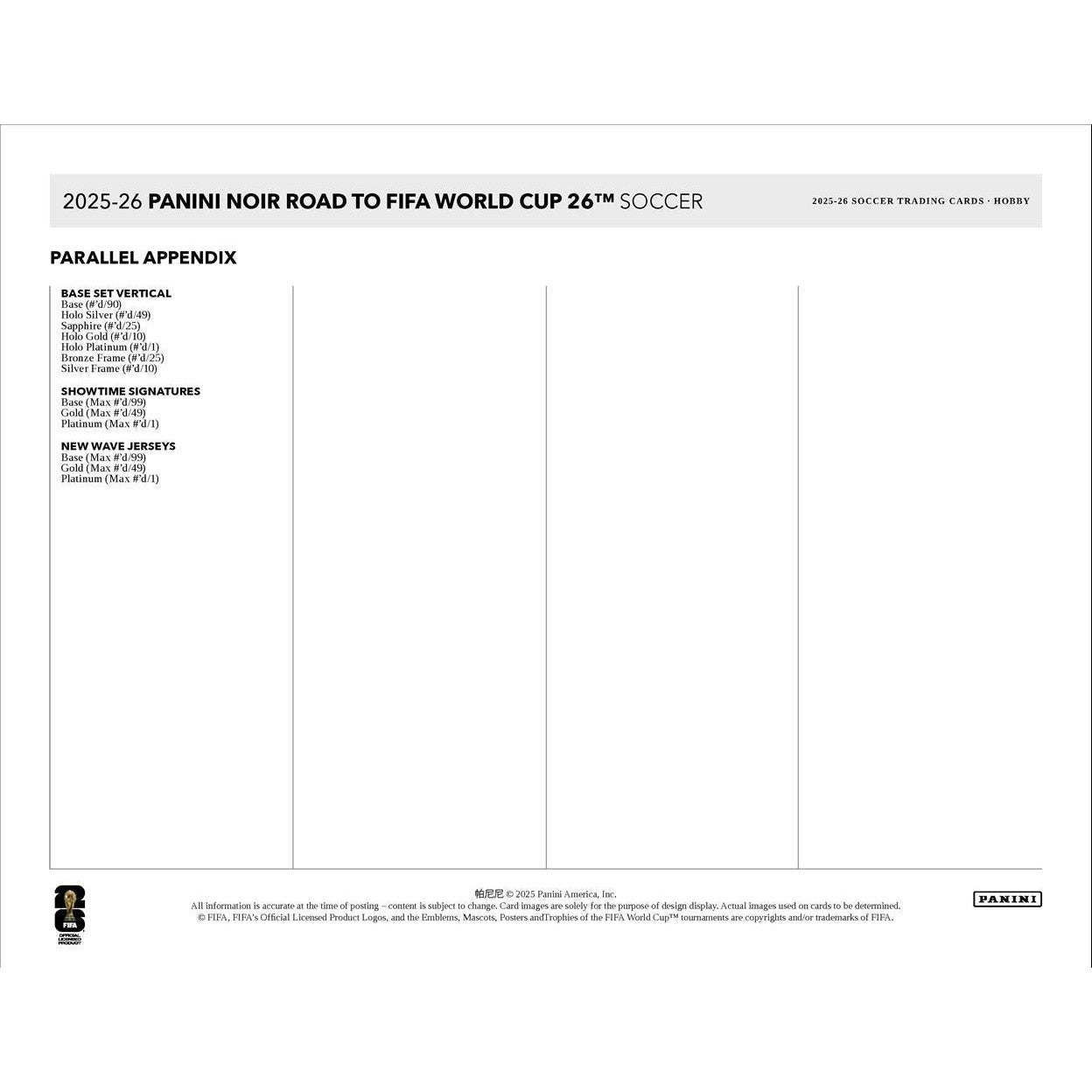 2025-26 Panini Noir Road To FIFA World Cup 26 Soccer Hobby Box
