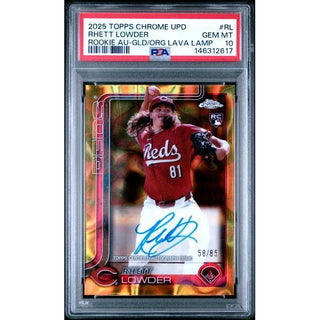 Rhett Lowder 2025 Topps Chrome Update Lava Lamp Rookie Auto Gold/Orange #RL – PSA 10
