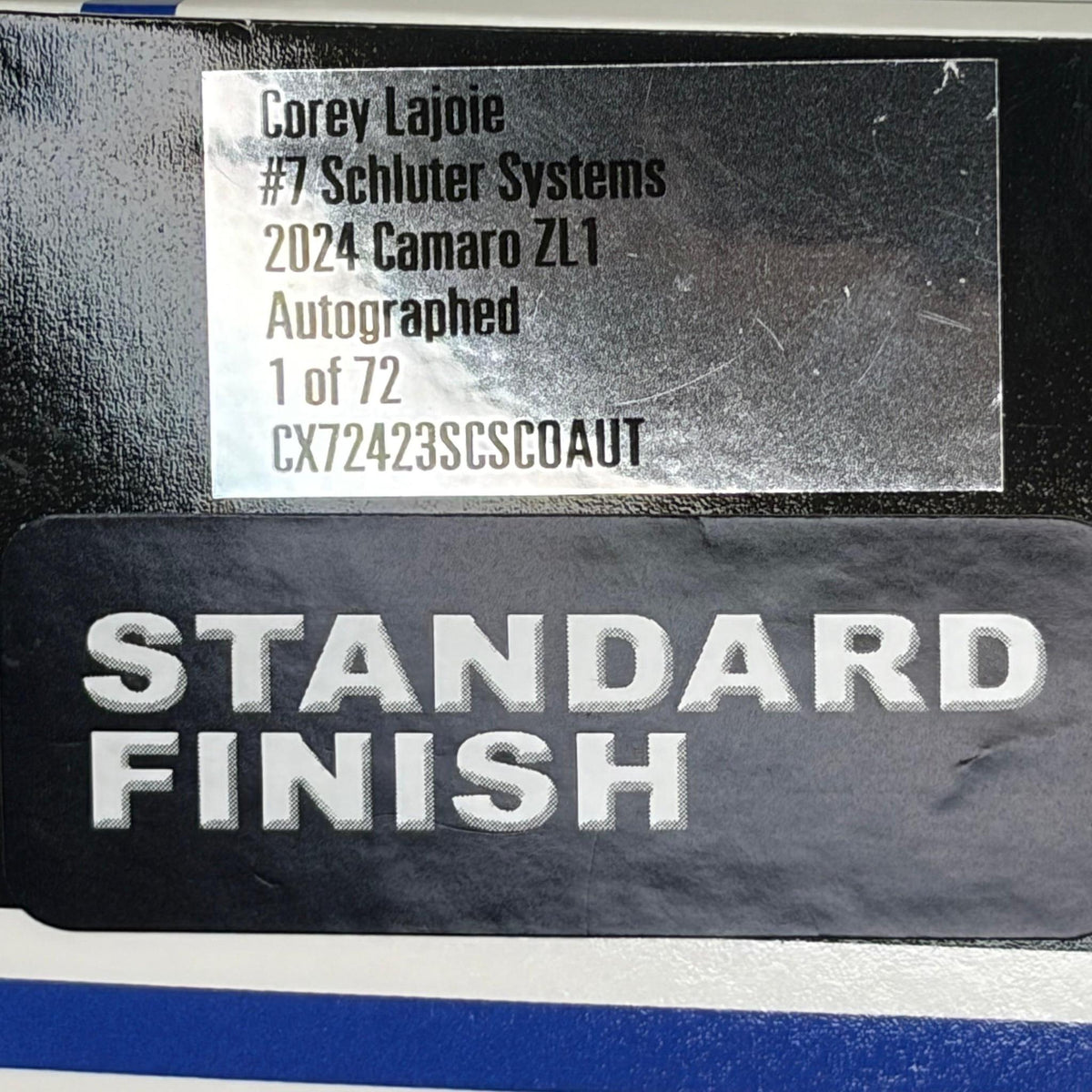 Die Cast: Corey Lajoie #7 Schulter Systems 2024 Camaro ZL1 1/72 Autographed Xfinity Series 1:24 Scale