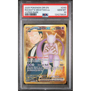 Mewtow ex Hyper Rare 2025 Pokemon Dri En Rocket's #240 PSA 10