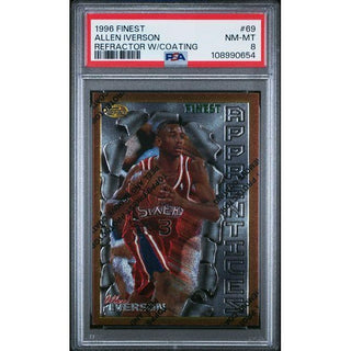 Allen Iverson 1996 Topps Finest  W/Coating #69 PSA 8