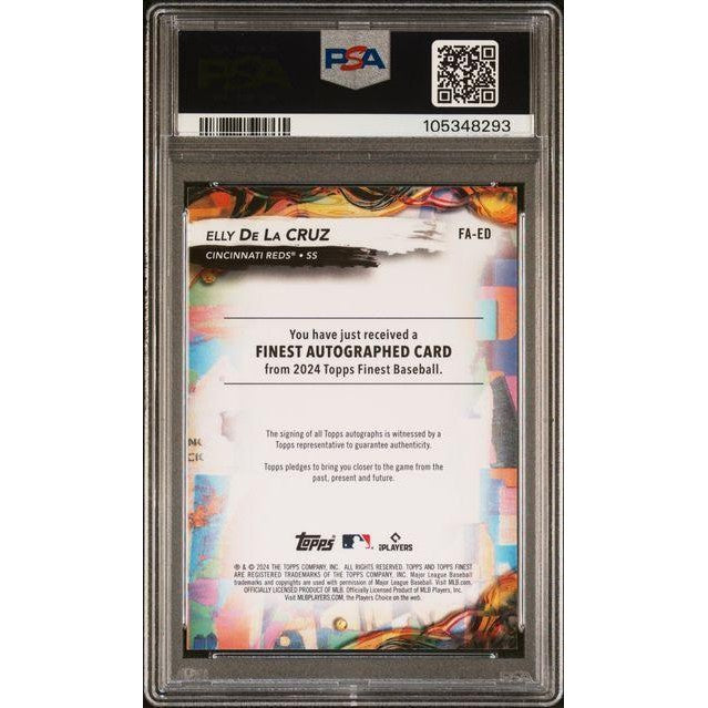 Elly De La Cruz 2024 Topps Finest Blue Refractor Auto #FA-ED /99 PSA 9