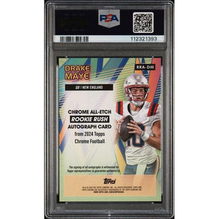 Drake Maye 2024 Topps Chrome All-Etch-R/R AU-YLW REF PSA/DNA CERTIFIED #RRADM PSA 10