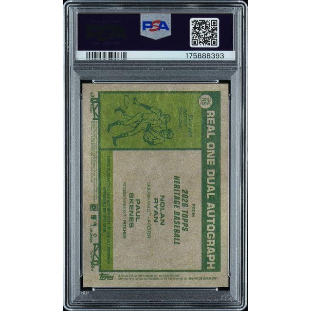 2026 Topps Heritage Baseball Nolan Ryan, Paul Skenes Real One Dual Autograph 9/25 #RS PSA 9