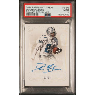 Deion Sanders 2014 National Treasures Signatures SR.Ver. #S-DS PSA 9