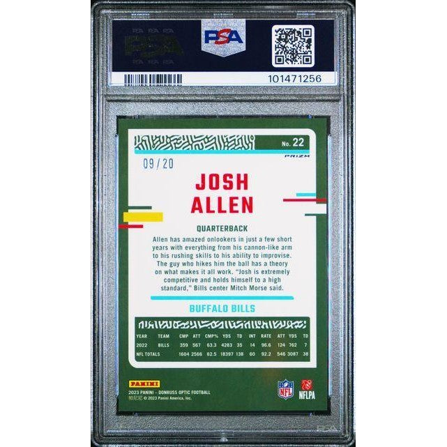 2023 Panini Donruss Optic #22 Josh Allen Lime Green /20 PSA 9