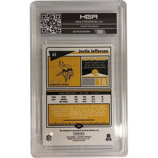 Single Card: Justin Jefferson - Minnesota Vikings - HGA Grade 9.5 - Numbered 01/18