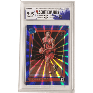 Scottie Barnes: 2021-22 Panini Donruss Rated Rookie Holo Blue Laser #236 HGA 9.5
