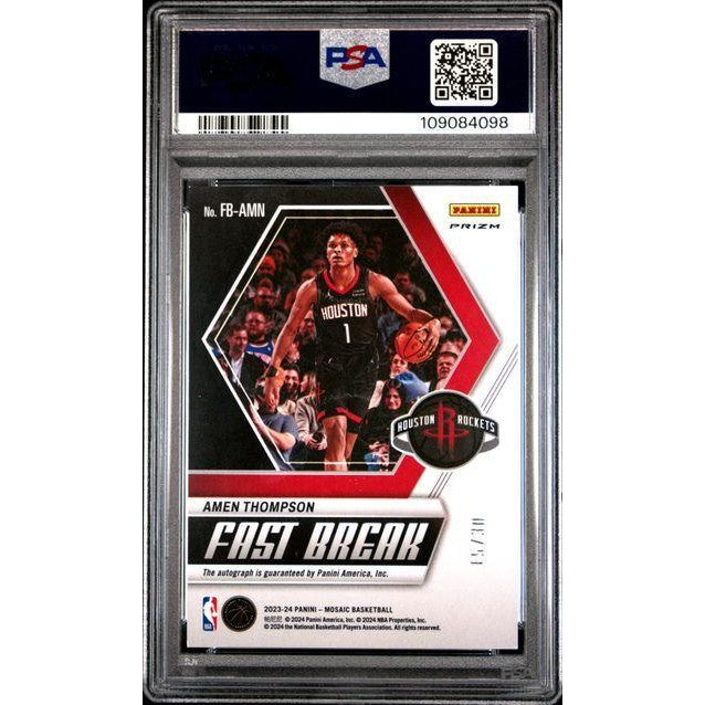 Amen Thompson 2023 Mosaic Fast Break Autograph-Red #FBAMN - PSA 9 Rookie Card