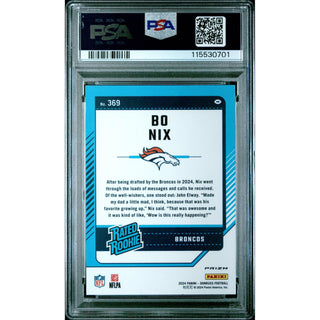 Bo Nix 2024 Donruss Optic Preview-Pink #369 – PSA 9
