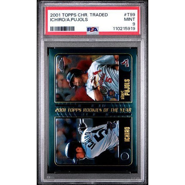 Ichiro, Albert Pujols 2001 Topps Chrome Traded Baseball #T99 PSA 9
