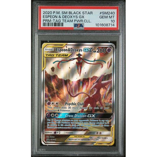 Espeon & Deoxys GX PRM-Tag Team Power Collection 2020 Pokémon SM Black Star Promo #SM240 PSA 10