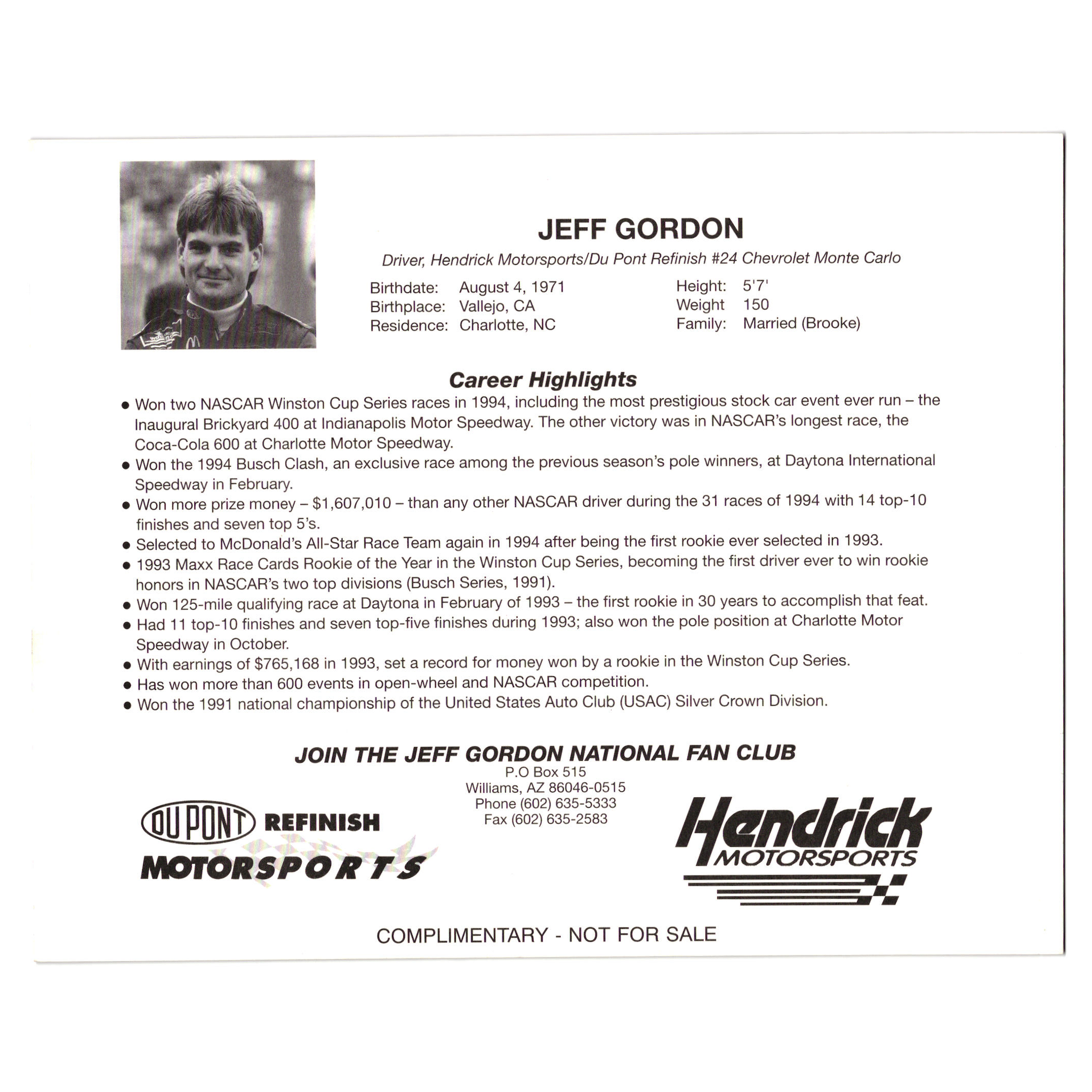 Jeff Gordan #24 Dupont Hero Card