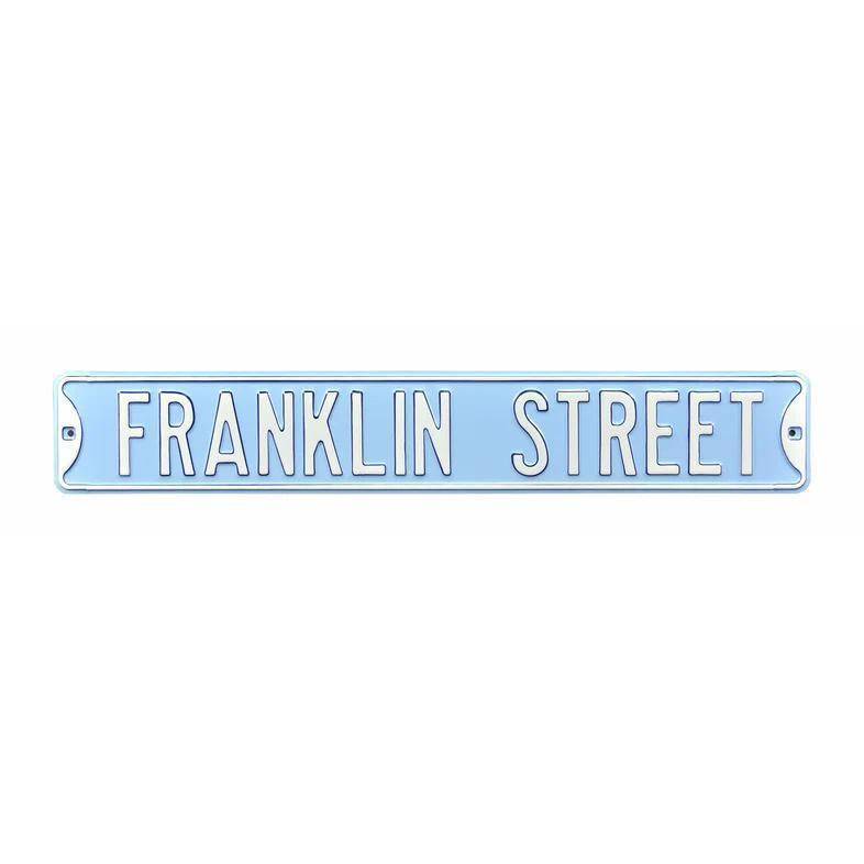 North Carolina Tar Heels Franklin Street 6" x 36" Embossed Steel Street Sign – Official NCAA Wall Décor