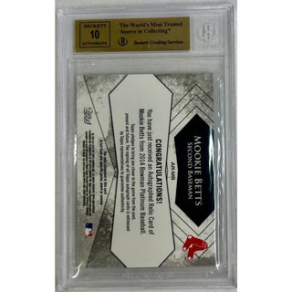 Mookie Betts: 2014 Bowman Platinum Relic Autographs Blue Refractors #ARMB Beckett 9.5