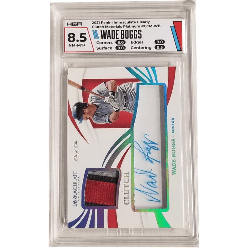 Wade Boggs: 2021 Panini Immaculate Clearly Clutch Materials Platinum #CCM-WB HGA 8.5