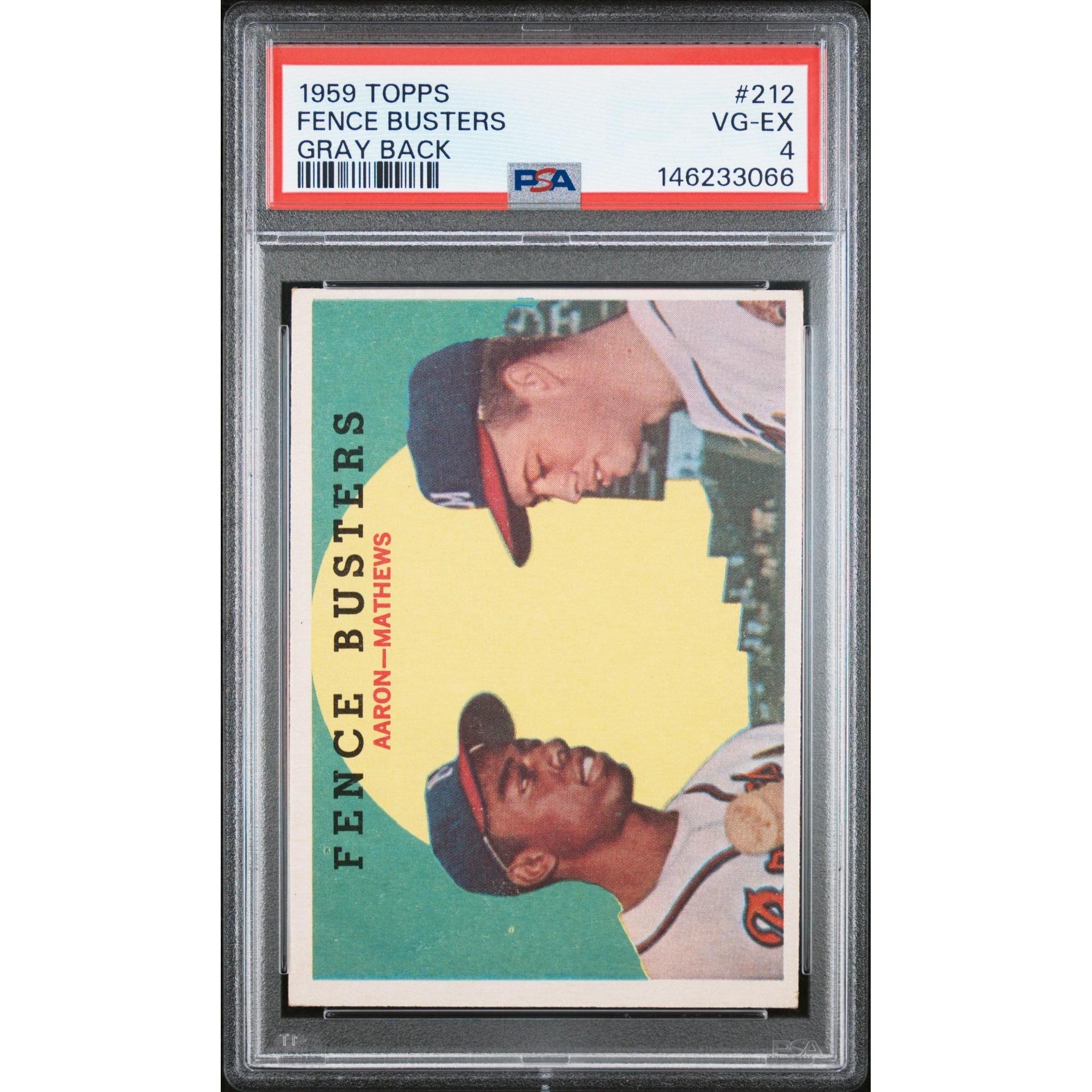 Fence Busters 1959 Topps Gray Back #212 PSA 4
