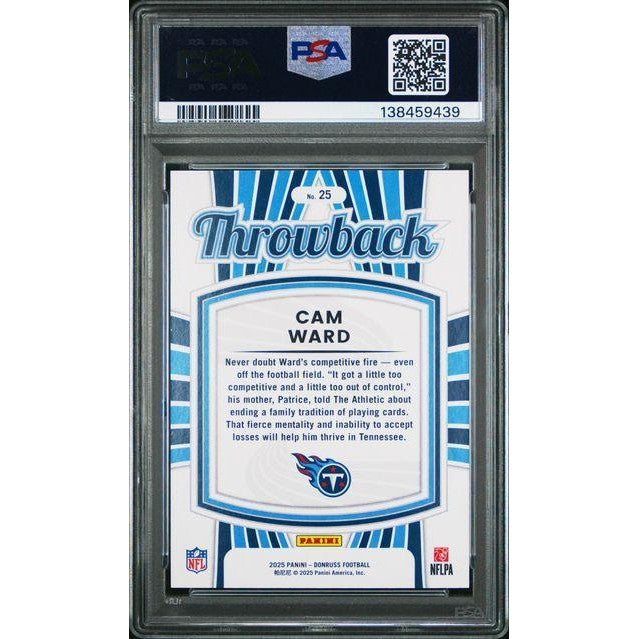 2025 Panini Donruss Rated Rookies Throwback #25 Cam Ward RR Throwback - Studio Series PSA 9