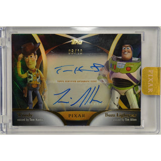 Woody & Buzz Lightyear 2025 Topps Pixar Gold #GDA-HA Autograph Card – Signed by Tom Hanks & Tim Allen