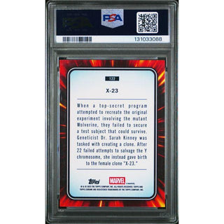 X-23 2025 Topps Chrome Marvel Iron Man Red & Gold Lazer #122 – PSA 9