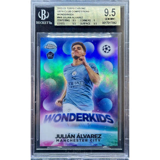 Julian Alvarez 2022-23 Topps Chrome UEFA Club Competitions Wonderkids #W9 Beckett 9.5