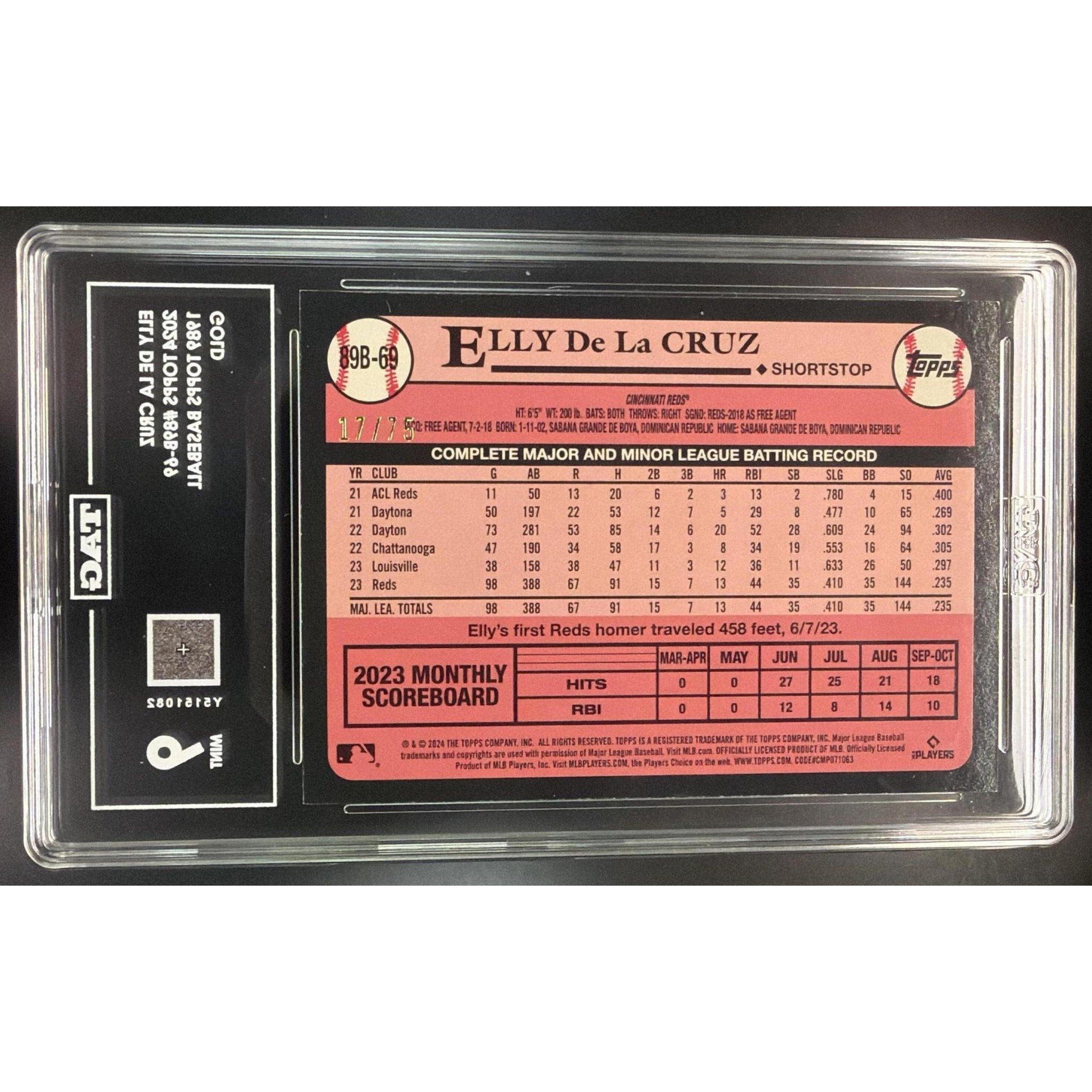 Elly De La Cruz 2024 Topps 1989 Gold #89B-69 TAG 9 #17/75