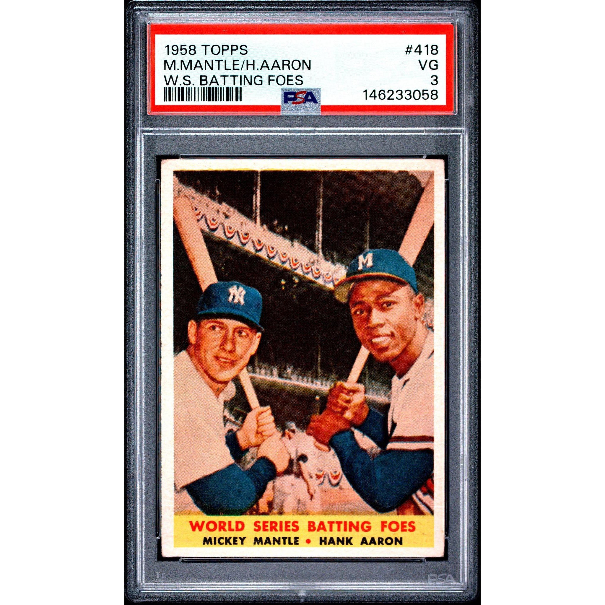 Mickey Mantle & Hank Aaron 1958 Topps W.S. Batting Foes #418 PSA 3